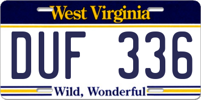 WV license plate DUF336