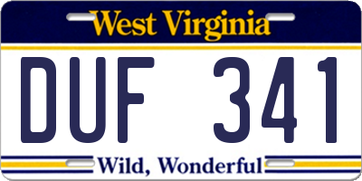 WV license plate DUF341