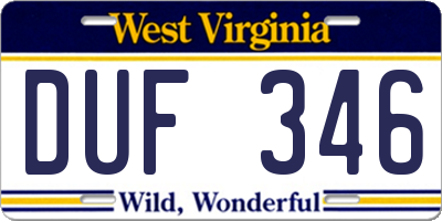 WV license plate DUF346