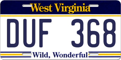WV license plate DUF368