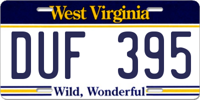 WV license plate DUF395