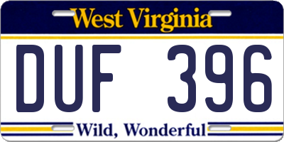 WV license plate DUF396