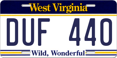 WV license plate DUF440