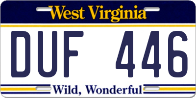 WV license plate DUF446