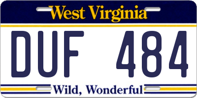 WV license plate DUF484