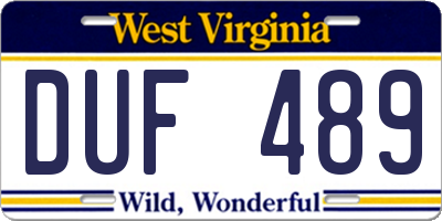 WV license plate DUF489