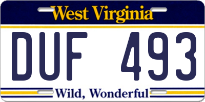 WV license plate DUF493