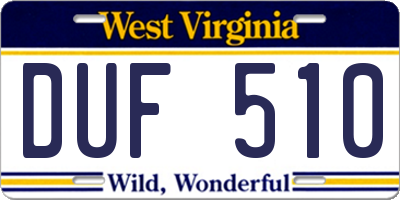 WV license plate DUF510