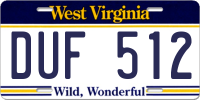 WV license plate DUF512