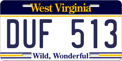 WV license plate DUF513