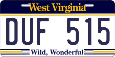 WV license plate DUF515