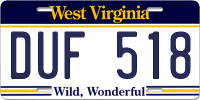 WV license plate DUF518