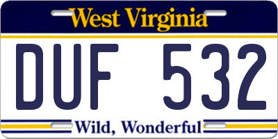 WV license plate DUF532