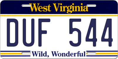 WV license plate DUF544