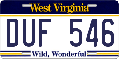 WV license plate DUF546