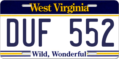 WV license plate DUF552
