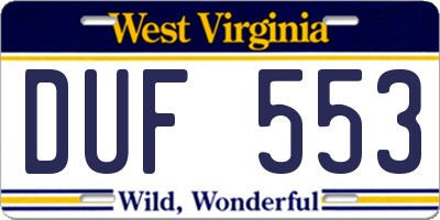 WV license plate DUF553