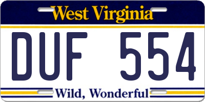 WV license plate DUF554