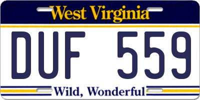 WV license plate DUF559