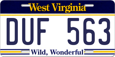 WV license plate DUF563