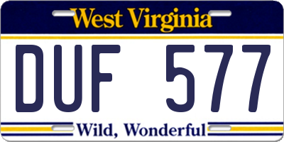 WV license plate DUF577