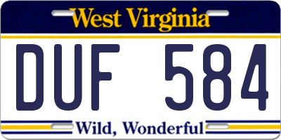 WV license plate DUF584