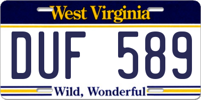 WV license plate DUF589