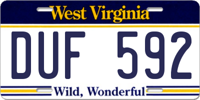 WV license plate DUF592