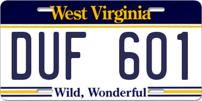 WV license plate DUF601
