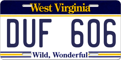WV license plate DUF606