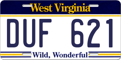 WV license plate DUF621