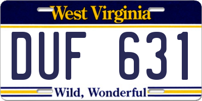 WV license plate DUF631