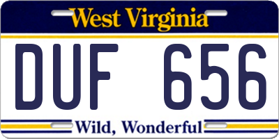 WV license plate DUF656