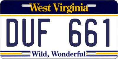 WV license plate DUF661
