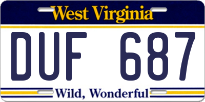 WV license plate DUF687