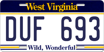 WV license plate DUF693