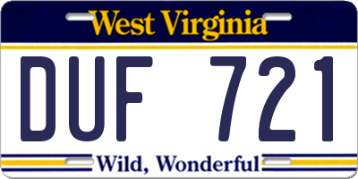 WV license plate DUF721