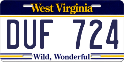WV license plate DUF724