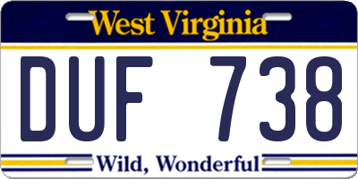 WV license plate DUF738