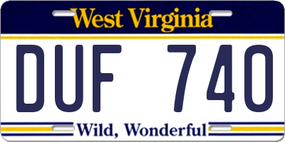 WV license plate DUF740