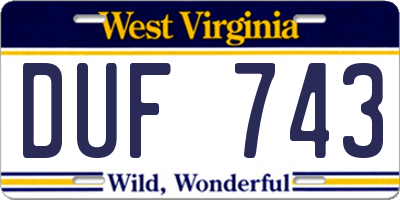 WV license plate DUF743