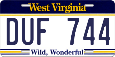 WV license plate DUF744