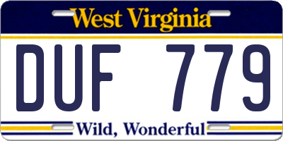 WV license plate DUF779