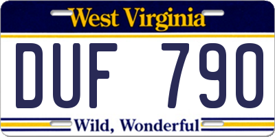 WV license plate DUF790