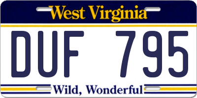 WV license plate DUF795