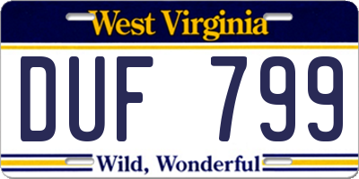 WV license plate DUF799