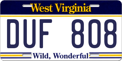 WV license plate DUF808