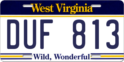 WV license plate DUF813