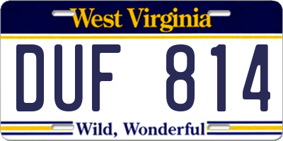 WV license plate DUF814