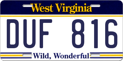 WV license plate DUF816